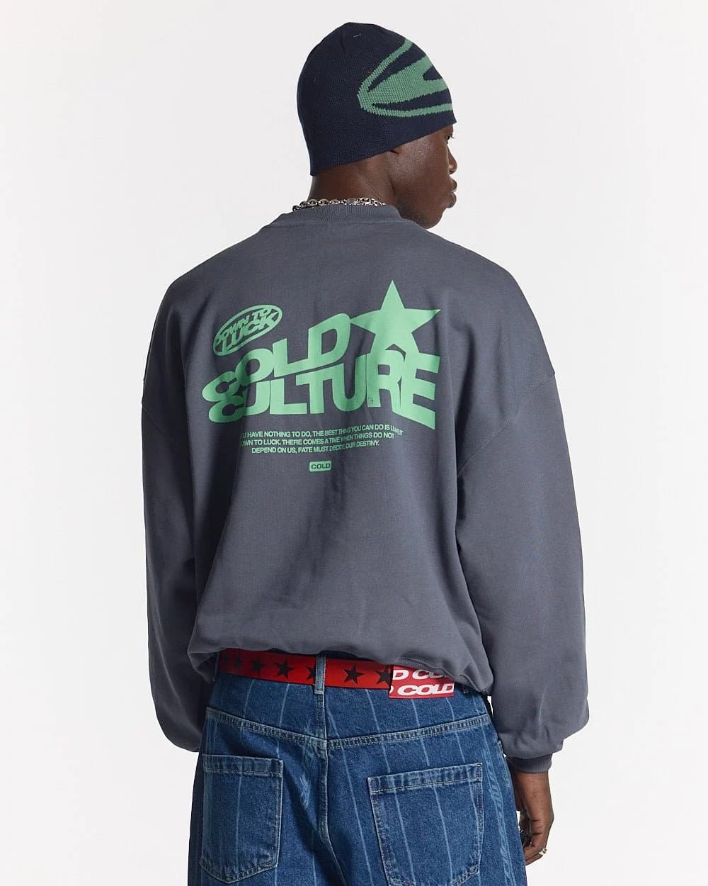 DOWN TO LUCK CREWNECK DARK BLUE 3