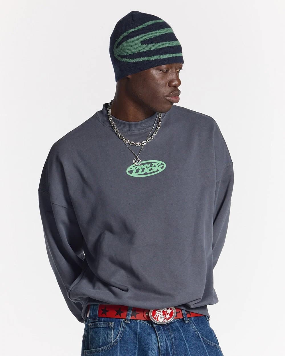 DOWN TO LUCK CREWNECK DARK BLUE 4