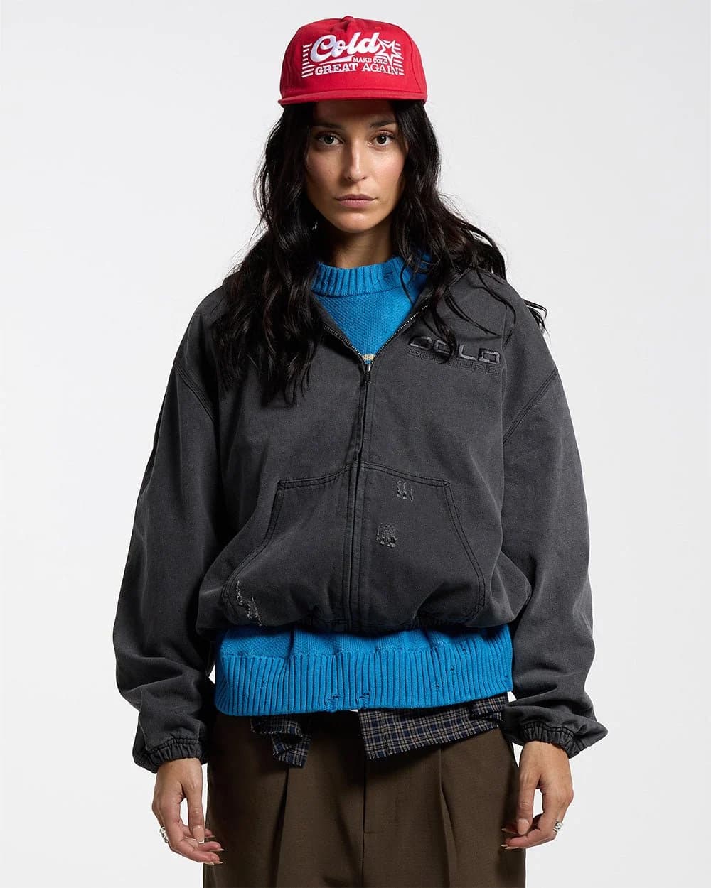 DOUBLE C STARS ZIP JACKET HEAVY GREY DENIM 2