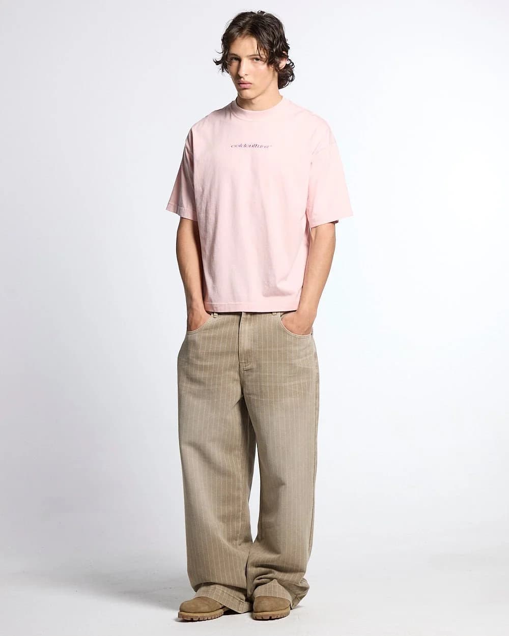 DISTRESS CURVED TEE PINK 5