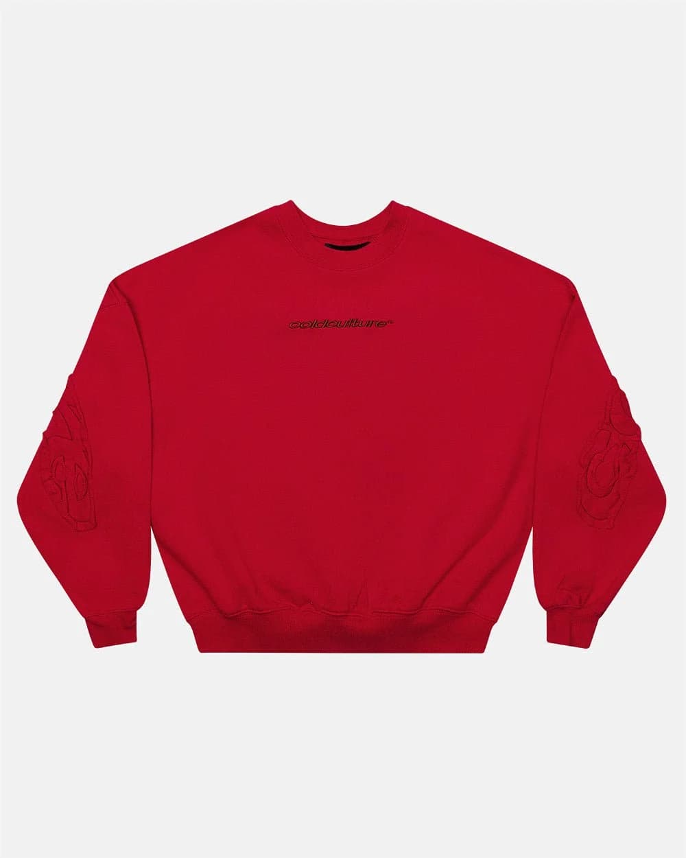 DISTRESS CURVED CREWNECK RED 2