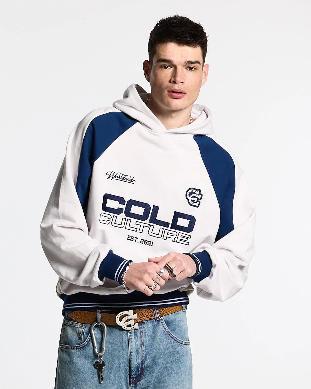 COWBOY VARSITY HOODIE WHITE/BLUE 3