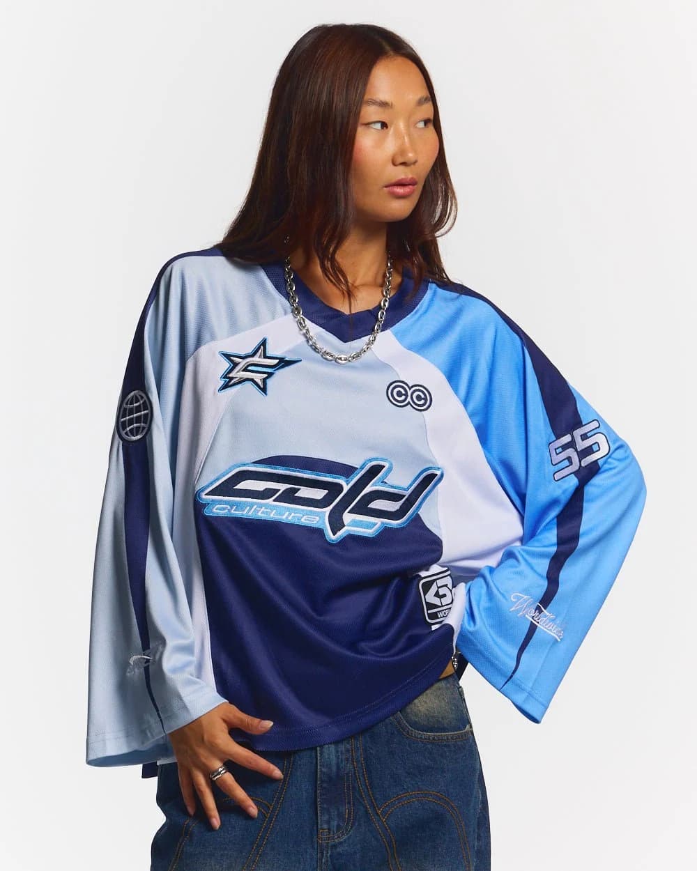 HOCKEY PLAYER LONGSLEEVE TEE NAVY/GLOSS BLUE 5