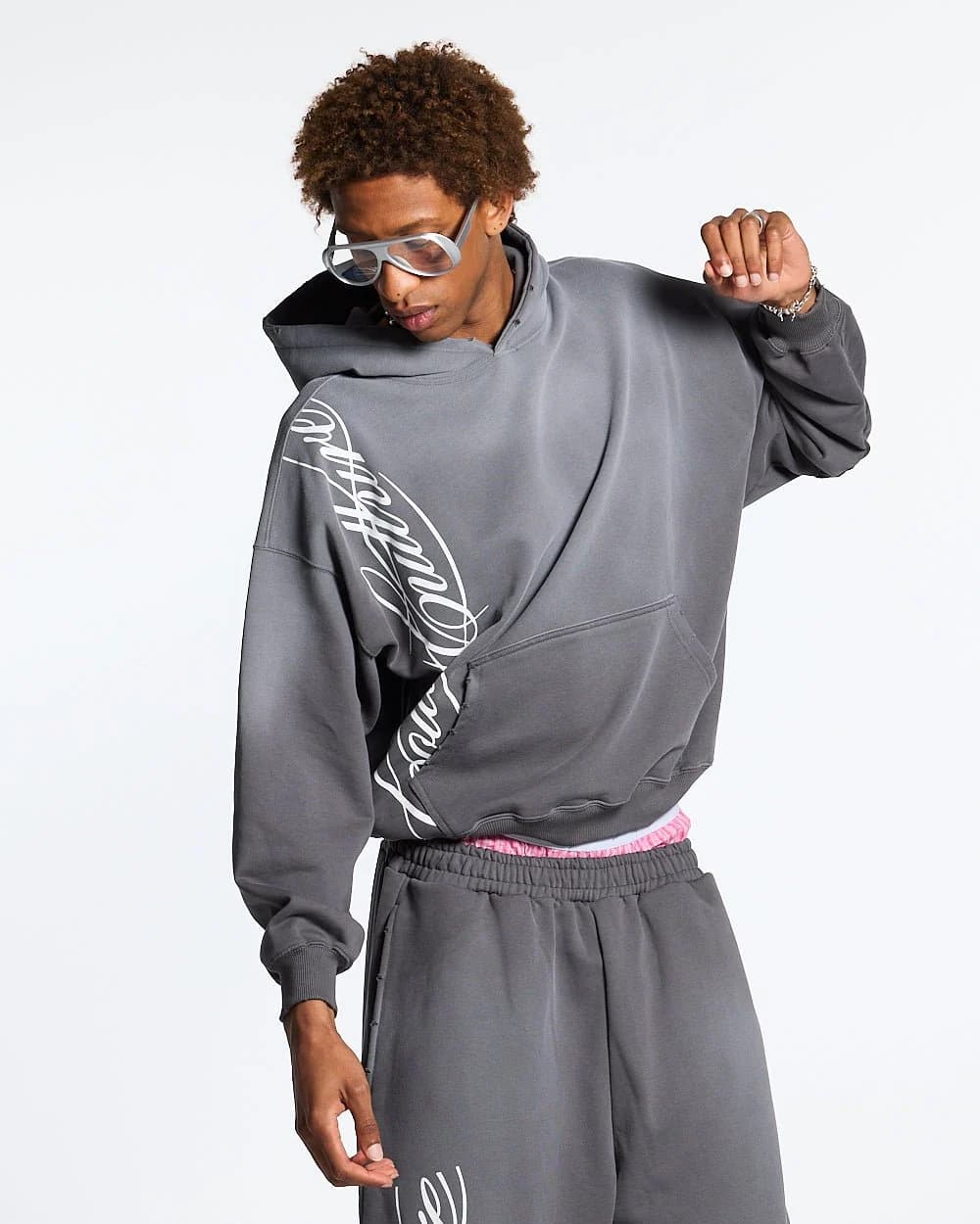 SCRIPT HOODIE ANTRACITE GREY 2