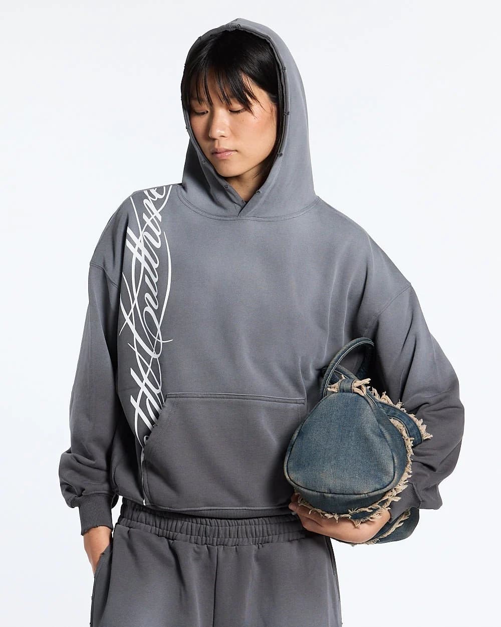 SCRIPT HOODIE ANTRACITE GREY 5