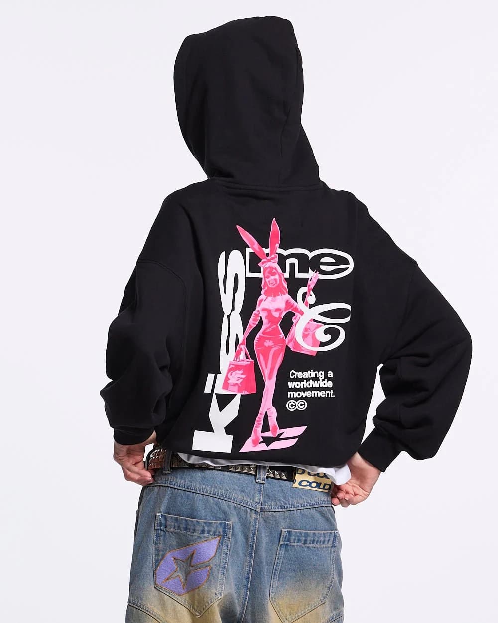 KISS THE BUNNY HOODIE BLACK 5