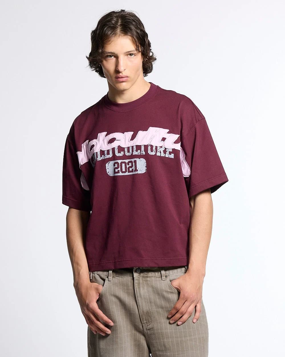 MIX MATCH TEE BURGUNDY 2