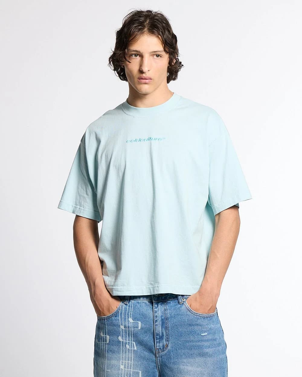 DISTRESS CURVED TEE BLUE 4