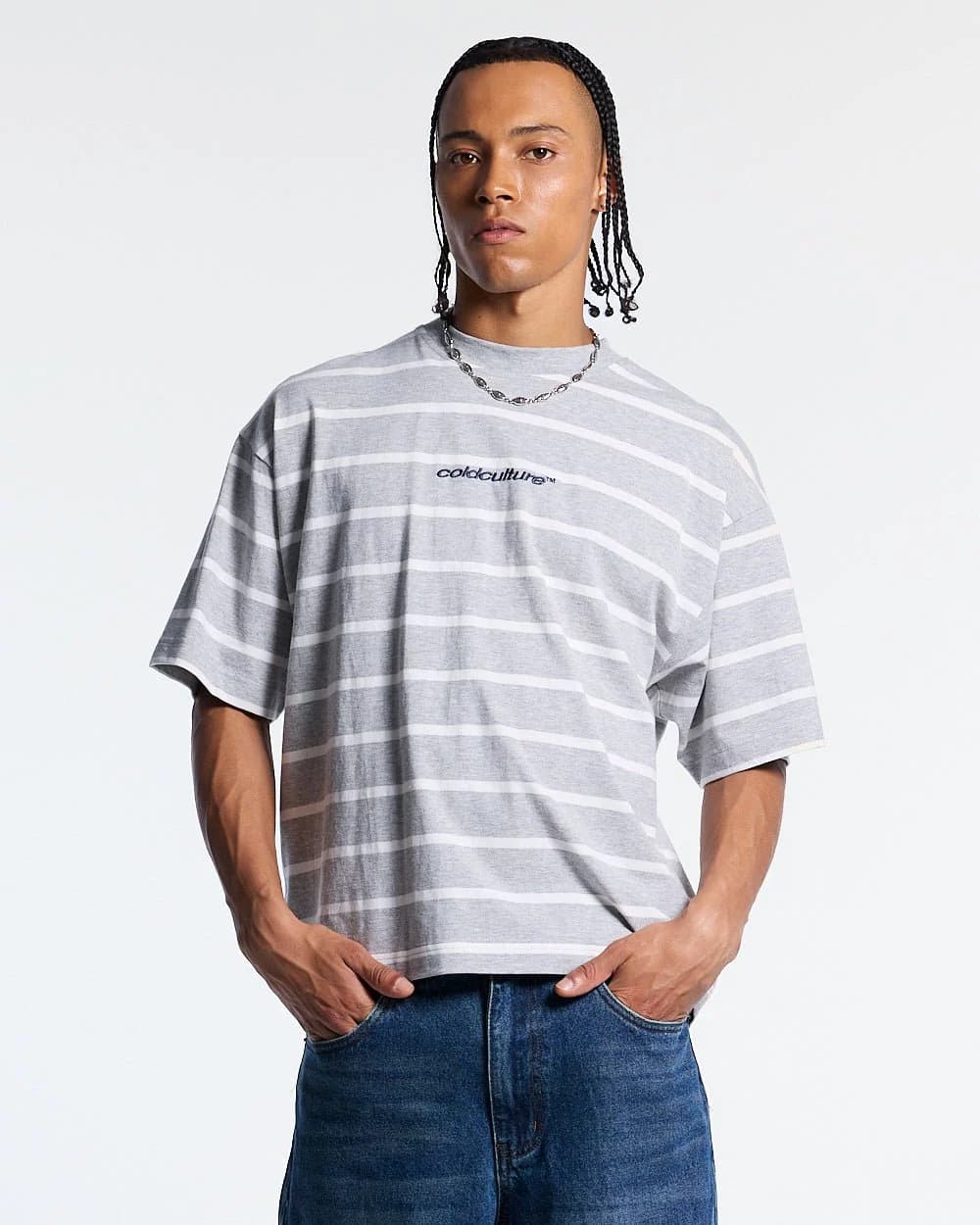 BAY STRIPE TEE GREY by COLD CULTURE