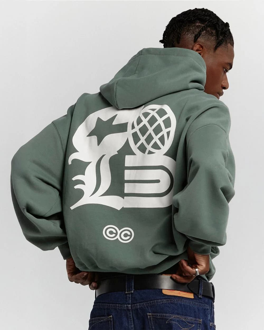 COLD LOGOS HOODIE ASH GREEN 3
