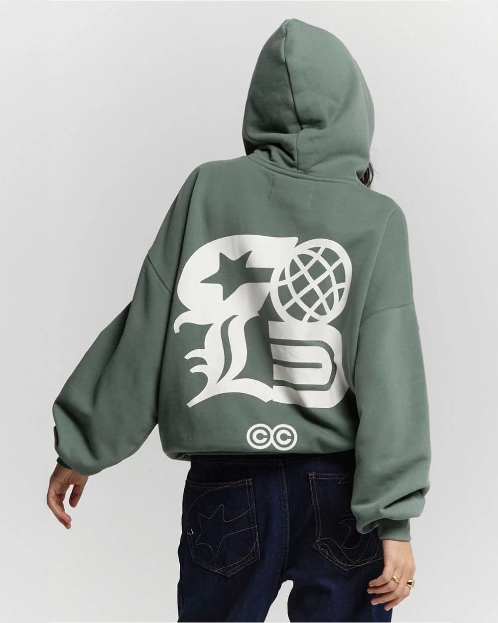 COLD LOGOS HOODIE ASH GREEN 5