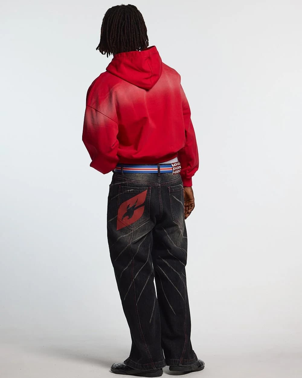 CROSSED SCRIPT HOODIE RED 4