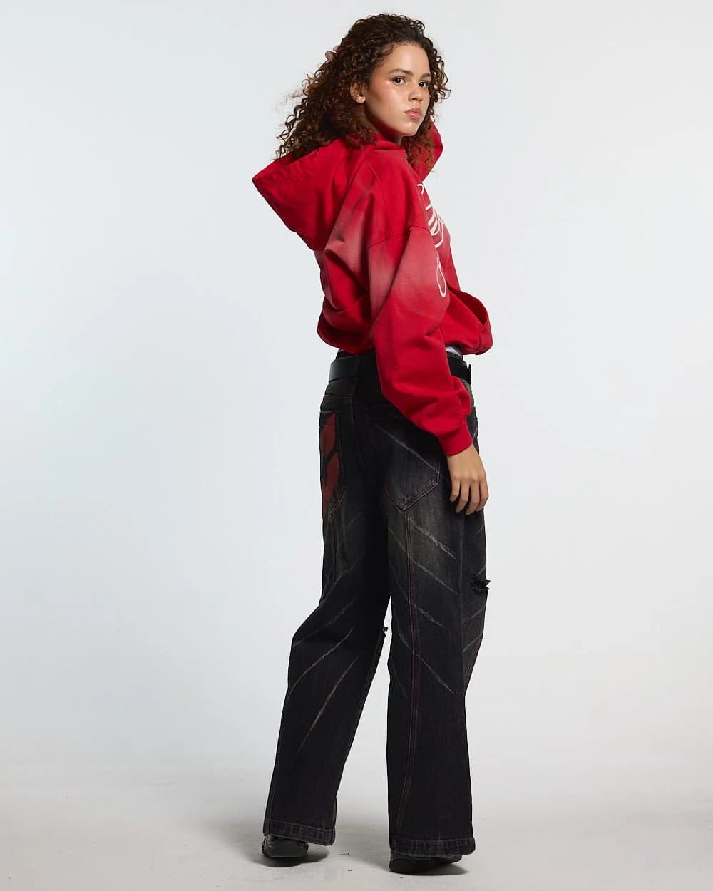 CROSSED SCRIPT HOODIE RED 6