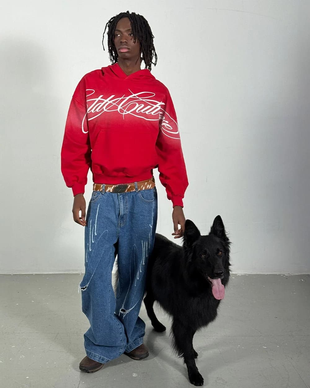 CROSSED SCRIPT HOODIE RED 7