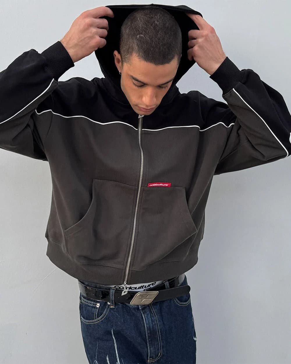 FLESH ZIP HOODIE BLACK & GREY 8