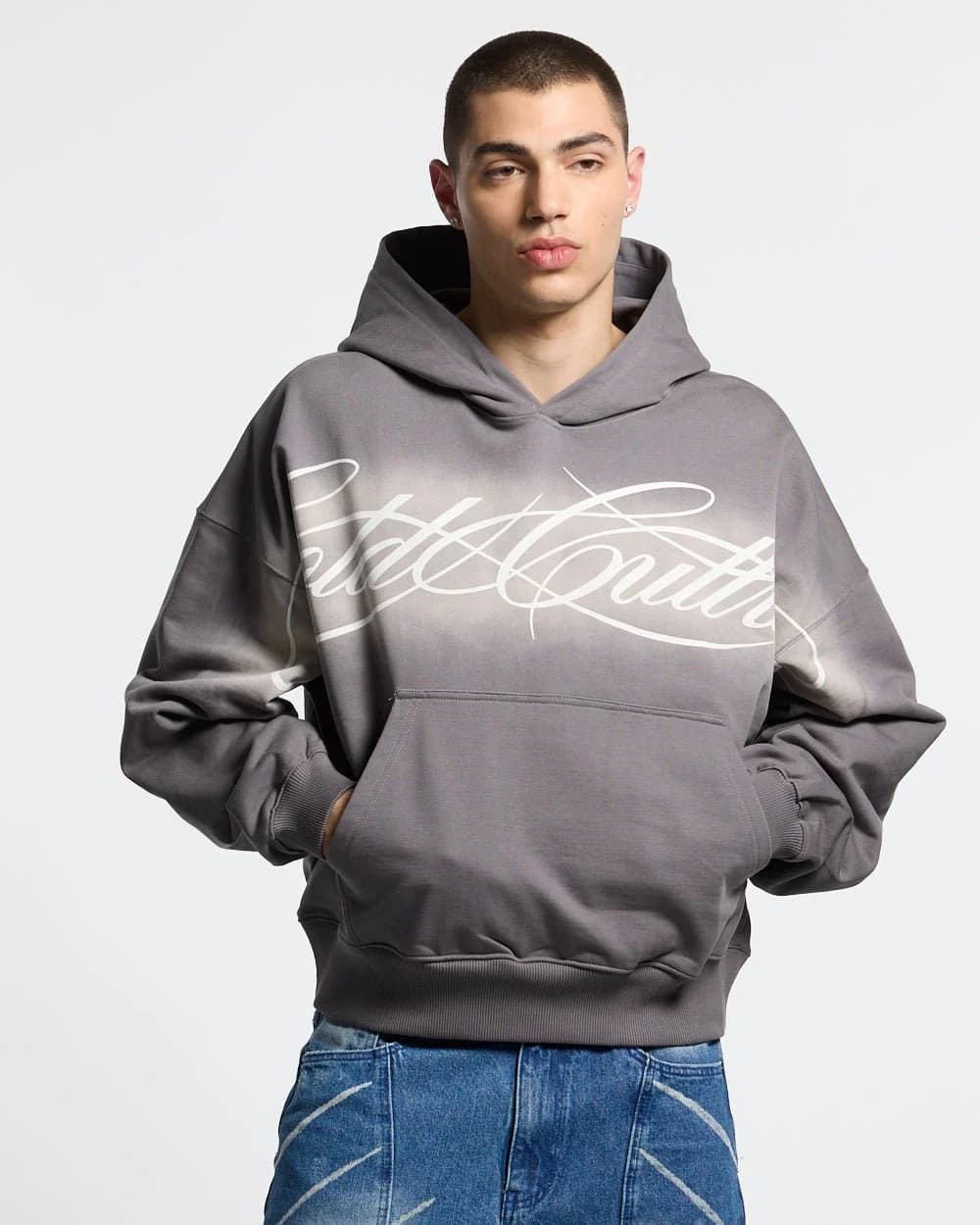 CROSSED SCRIPT HOODIE GREY by COLD CULTURE