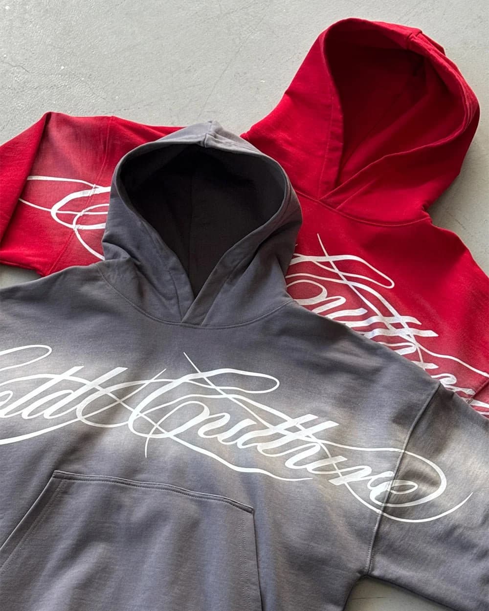 CROSSED SCRIPT HOODIE GREY 7