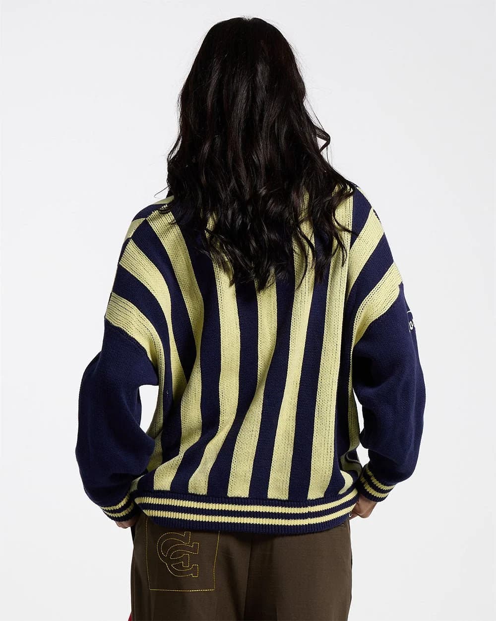 STRUCTURE COLLAR SWEATSHIRT KNIT BLUE/YELLOW 6