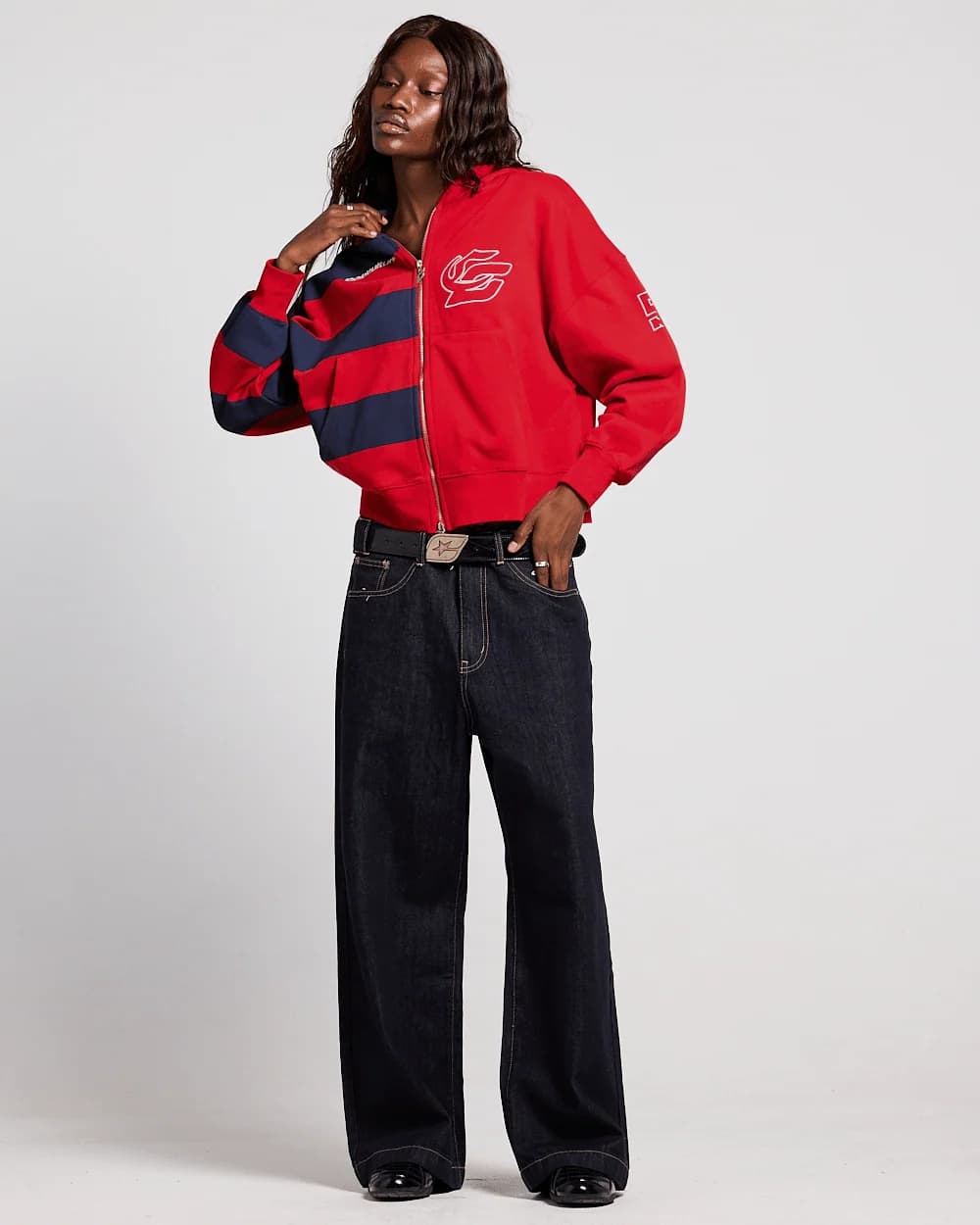 BARNA ZIP HOODIE RED & DARK BLUE 5