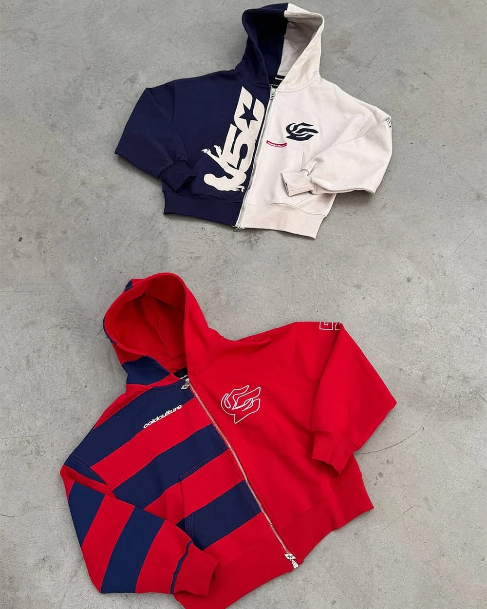 BARNA ZIP HOODIE RED & DARK BLUE 8