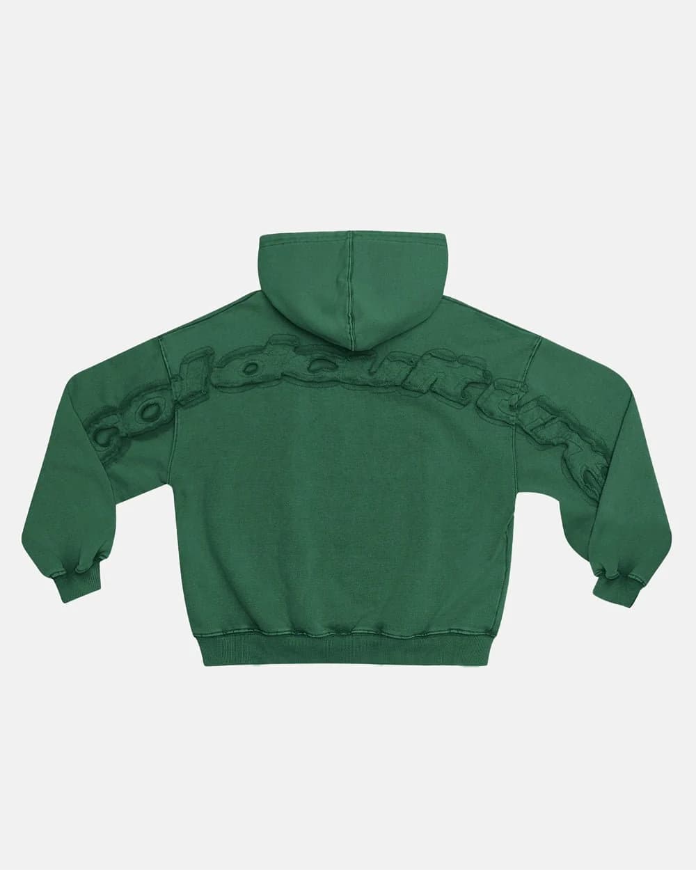 DISTRESS CURVED HOODIE GREEN 2