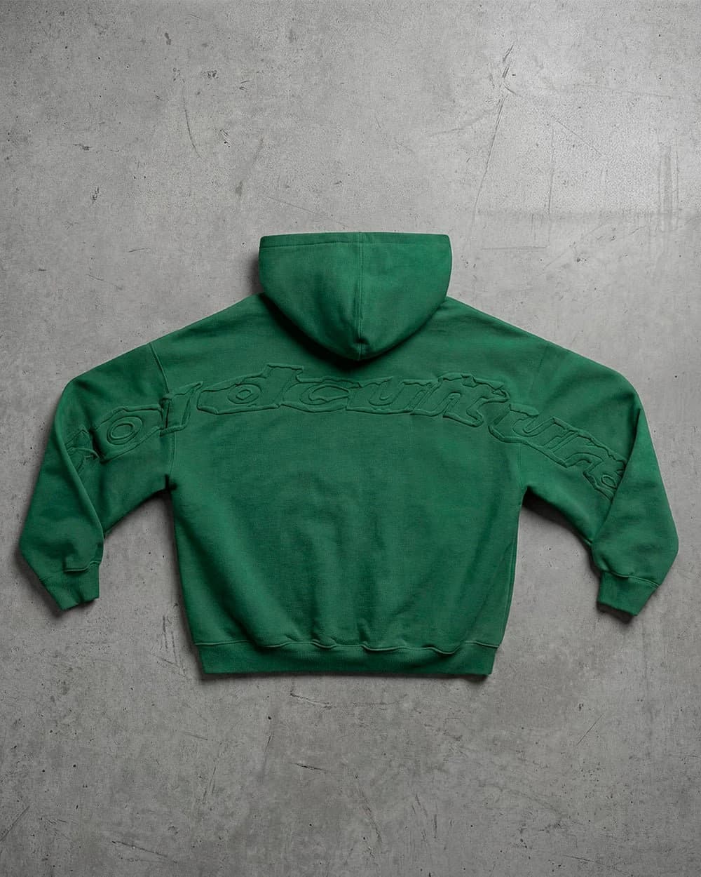 DISTRESS CURVED HOODIE GREEN 7