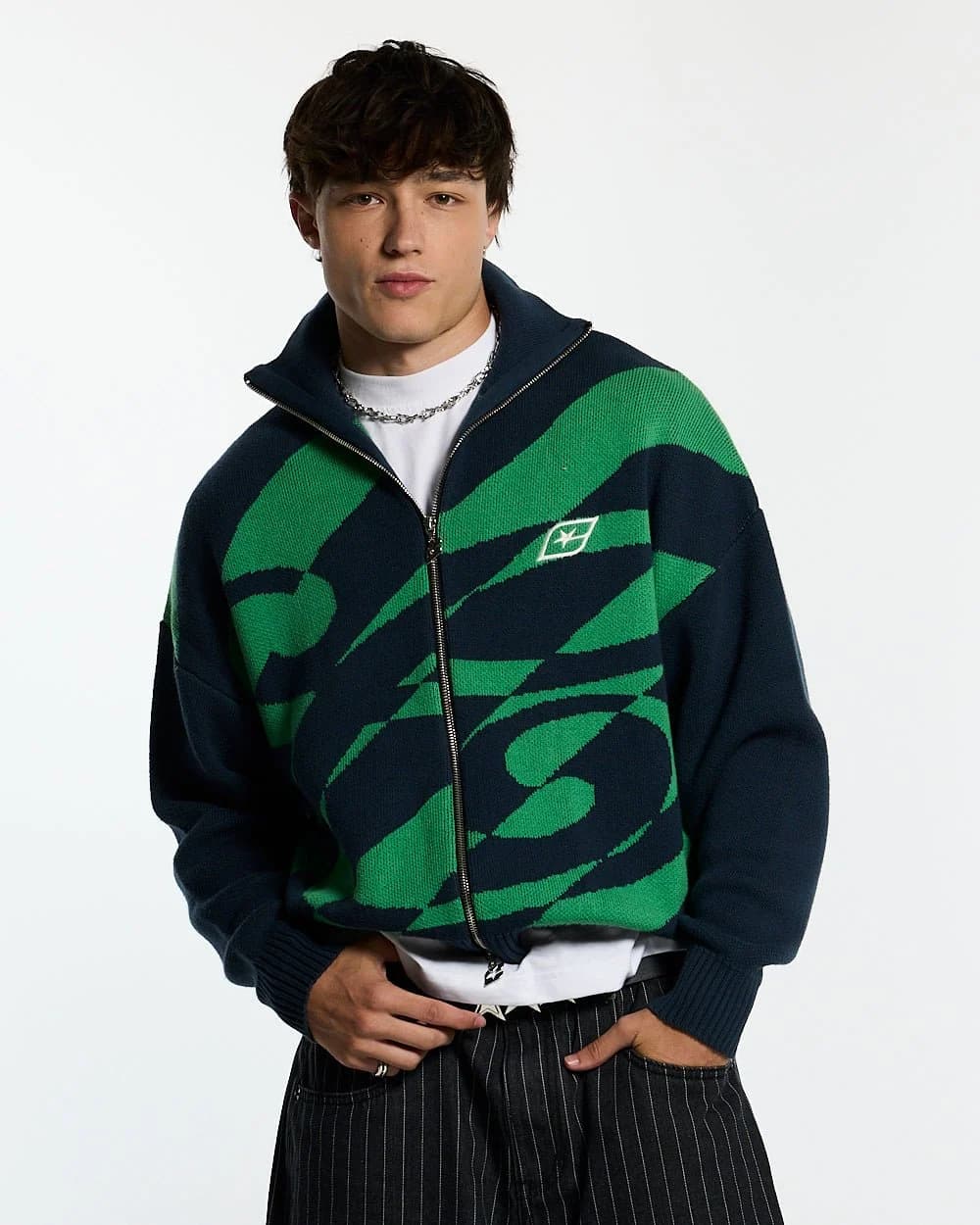 LINES FUSION KNIT GREEN & BLUE 3