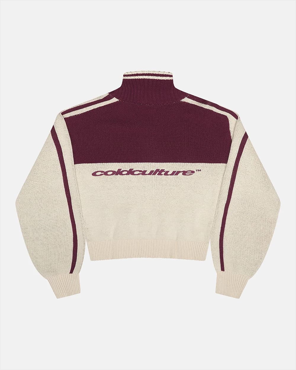 POWERLINE ZIP KNIT BEIGE & BURGUNDY 2