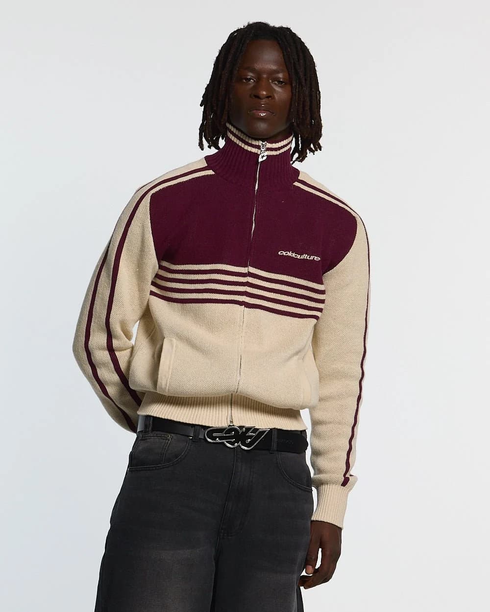 POWERLINE ZIP KNIT BEIGE & BURGUNDY 3