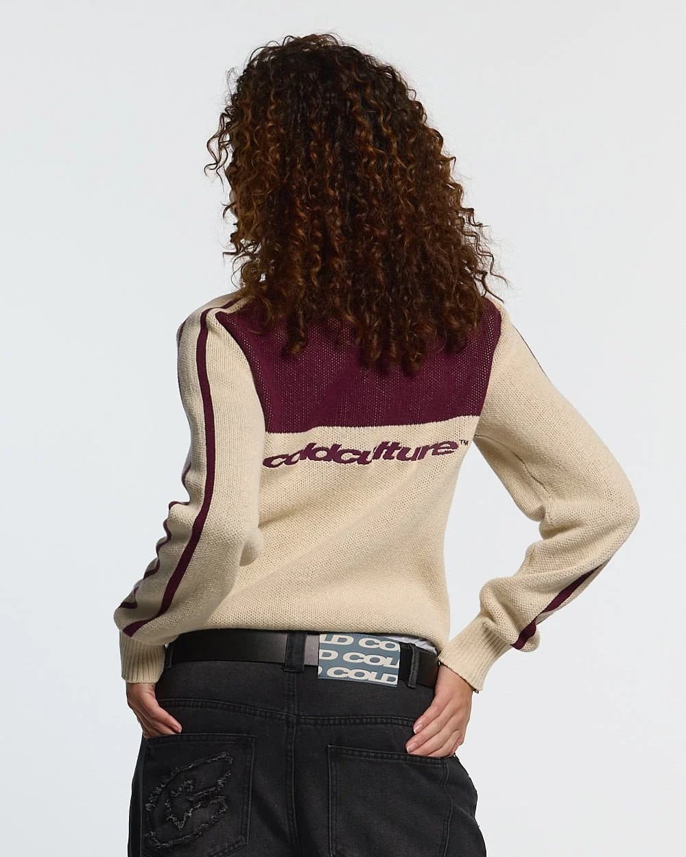POWERLINE ZIP KNIT BEIGE & BURGUNDY 6