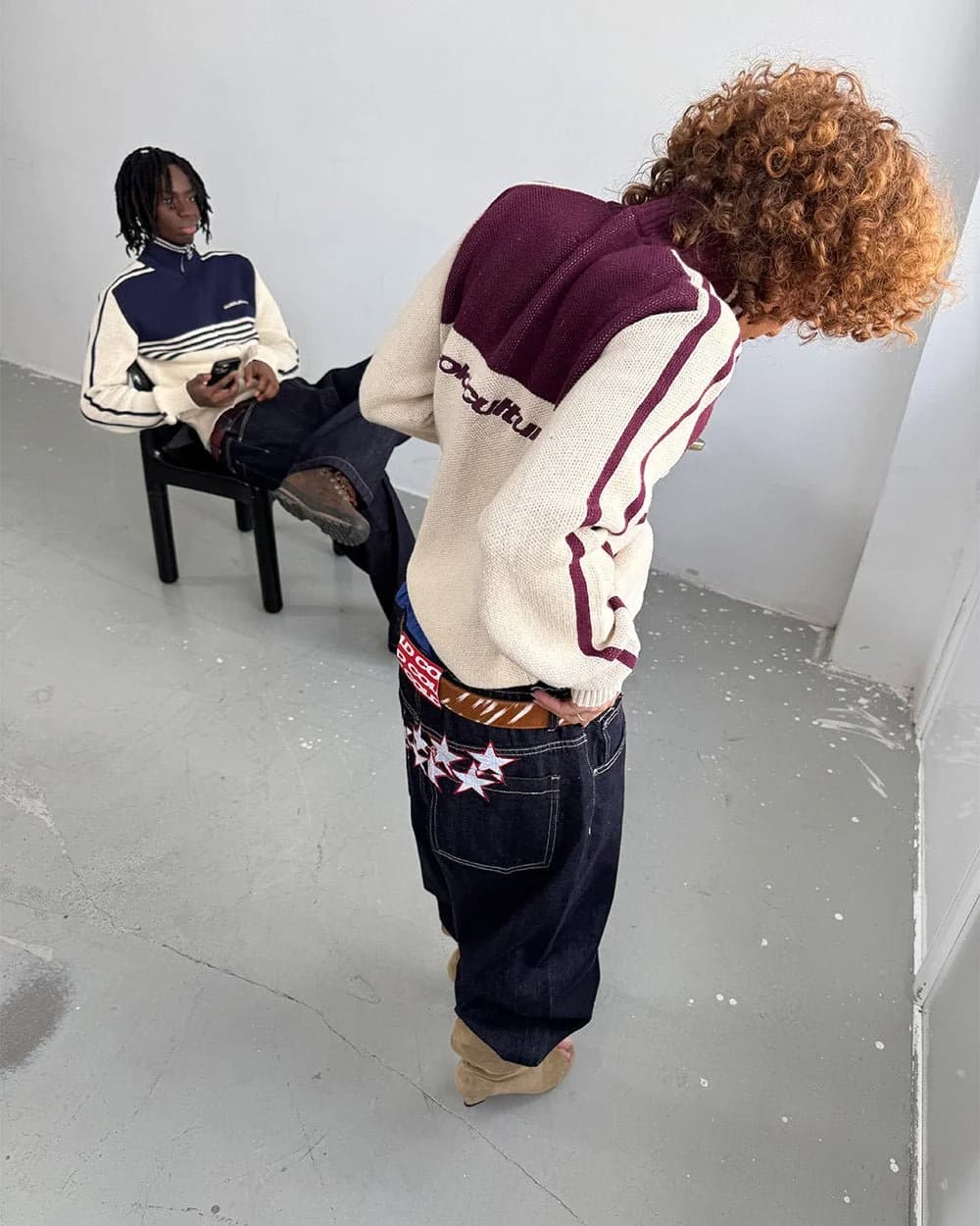 POWERLINE ZIP KNIT BEIGE & BURGUNDY 7