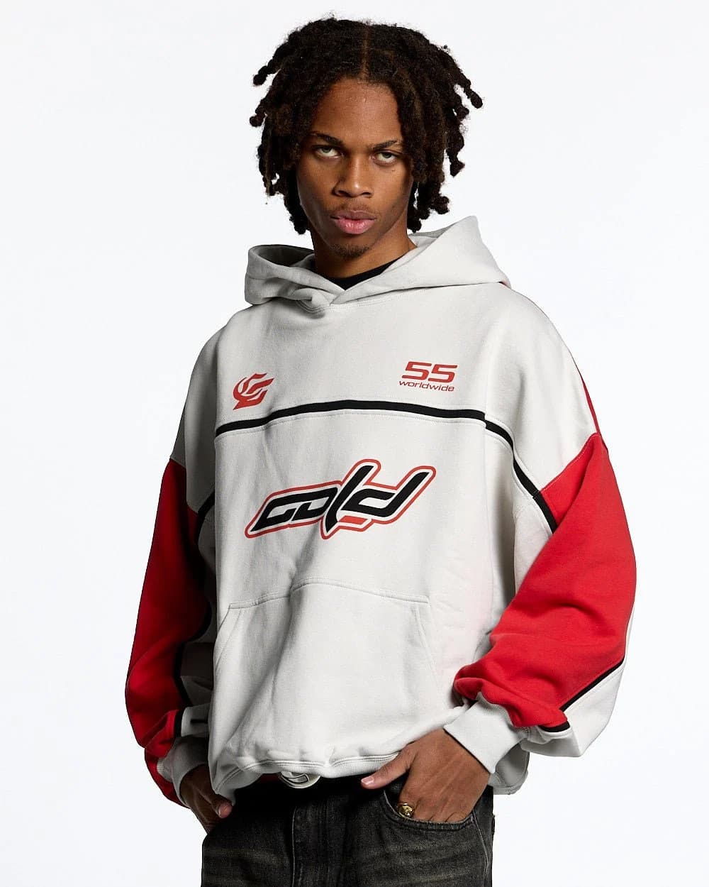 TRAINING HOODIE LIGHT GREY/RED 3