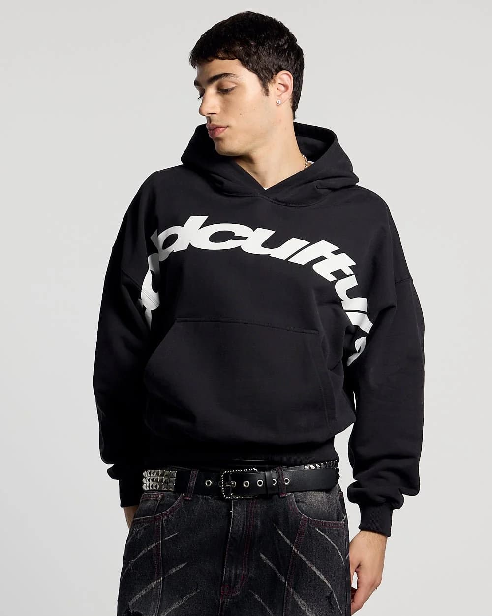 CURVED FRONT HOODIE BLACK 2
