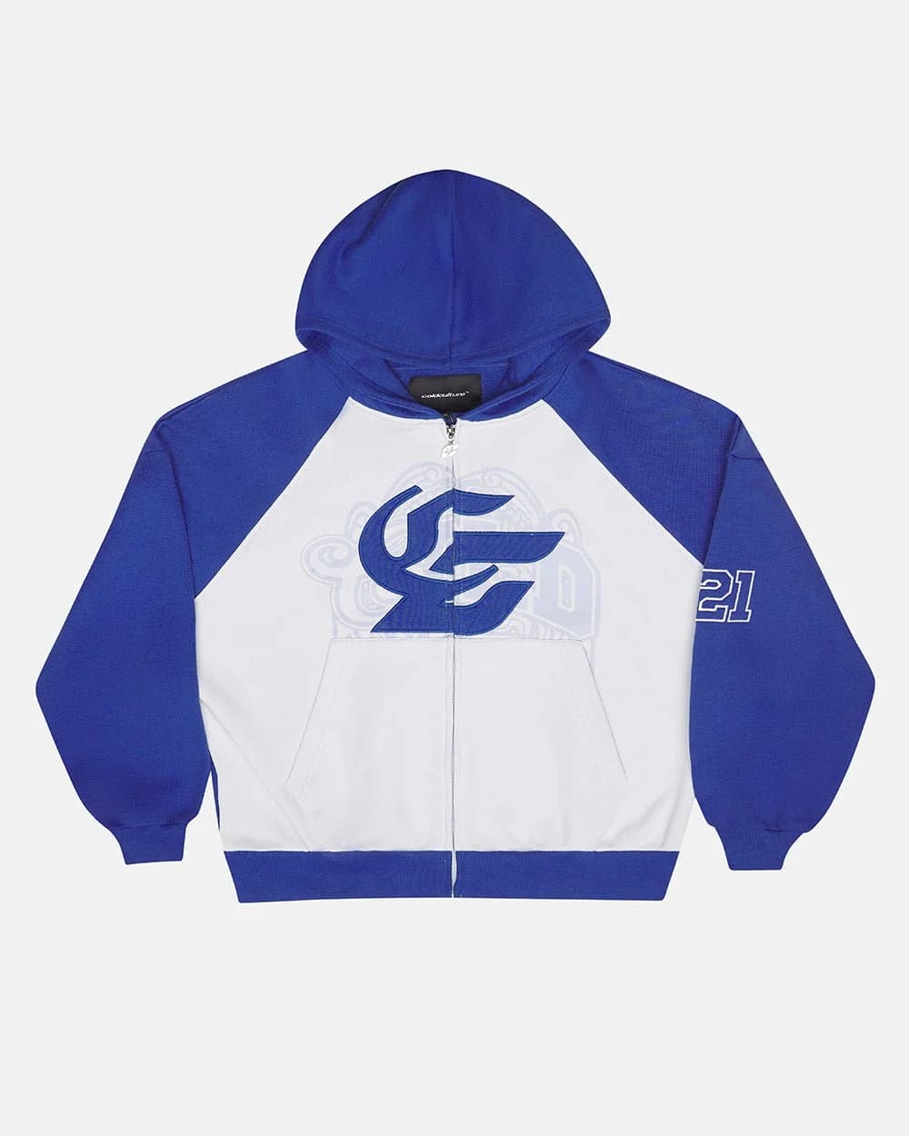 PRESTIGE ZIP HOODIE BLUE & WHITE by COLD CULTURE