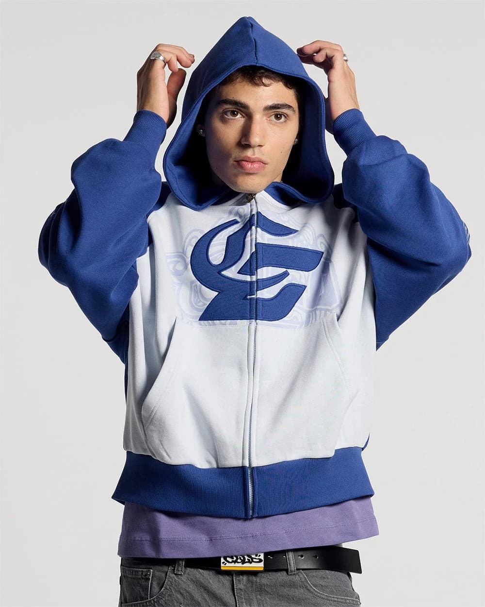 PRESTIGE ZIP HOODIE BLUE & WHITE 2