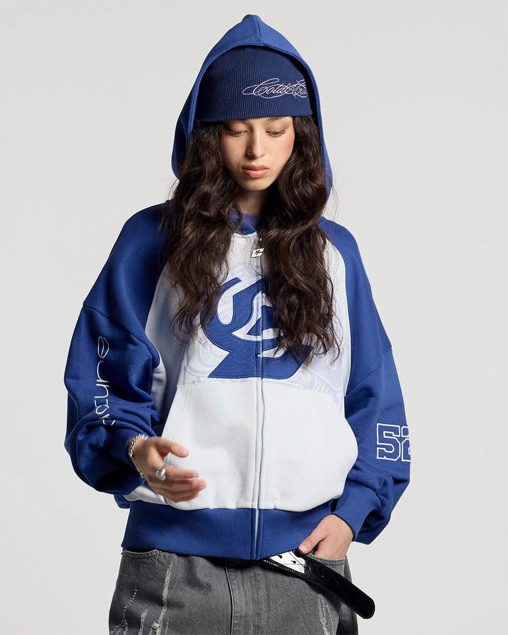 PRESTIGE ZIP HOODIE BLUE & WHITE 5