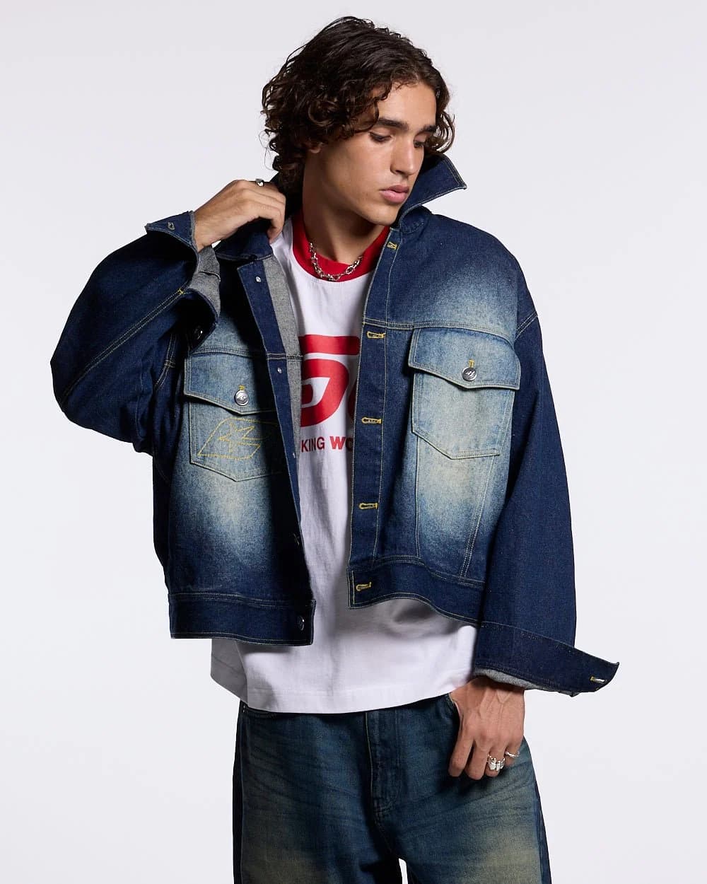 SOFT FUR DENIM JACKET RAW DENIM 5