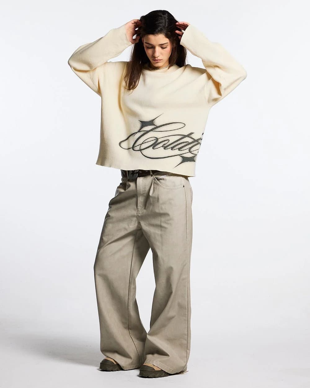 SPARKLY SCRIPT KNIT OFF WHITE 5