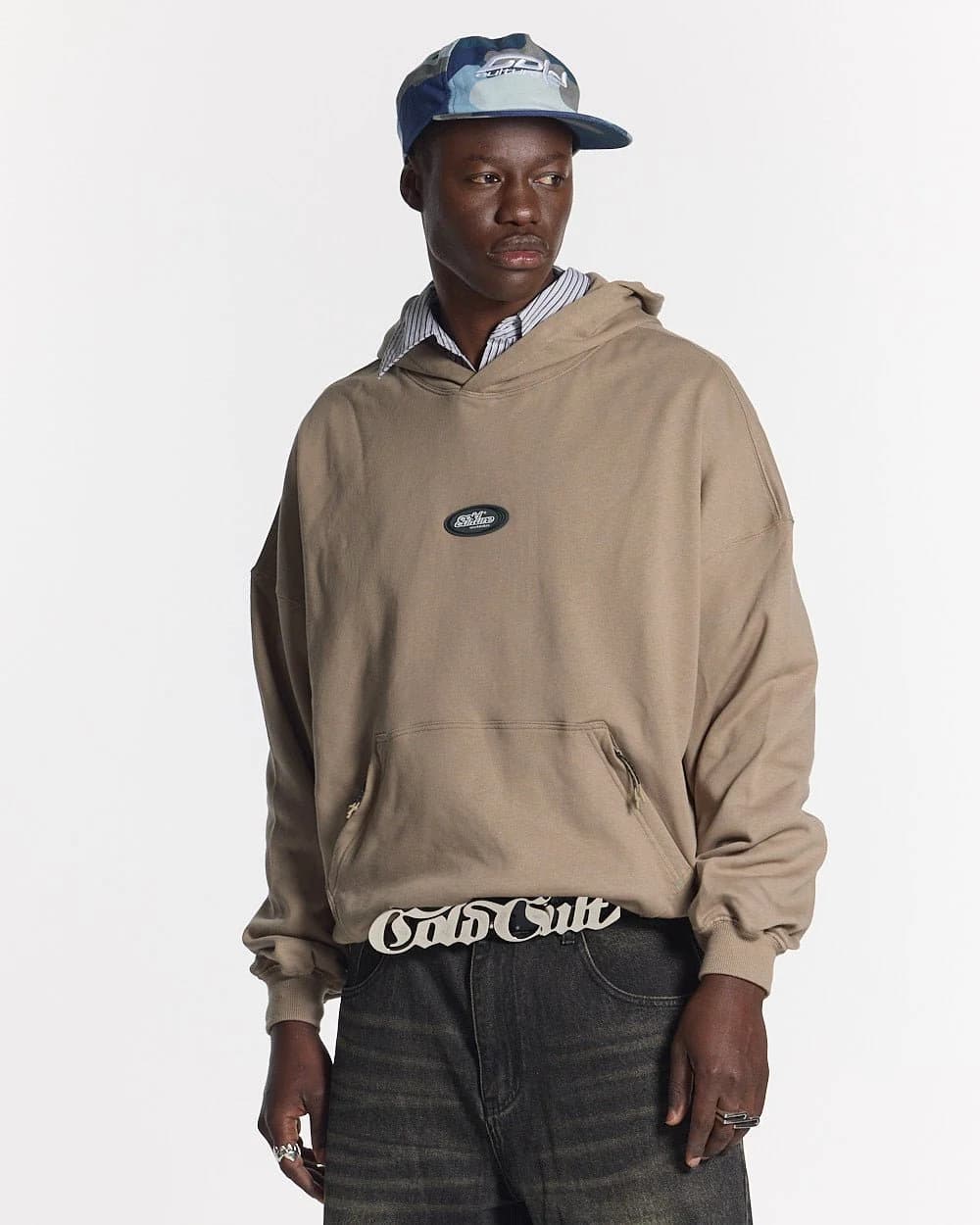 SILICONE DETAIL HOODIE SHADY BROWN 2