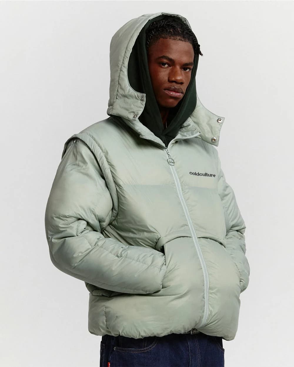 MULTIFUNCTIONAL PUFFER JACKET PISTACHIO GREEN by COLD CULTURE
