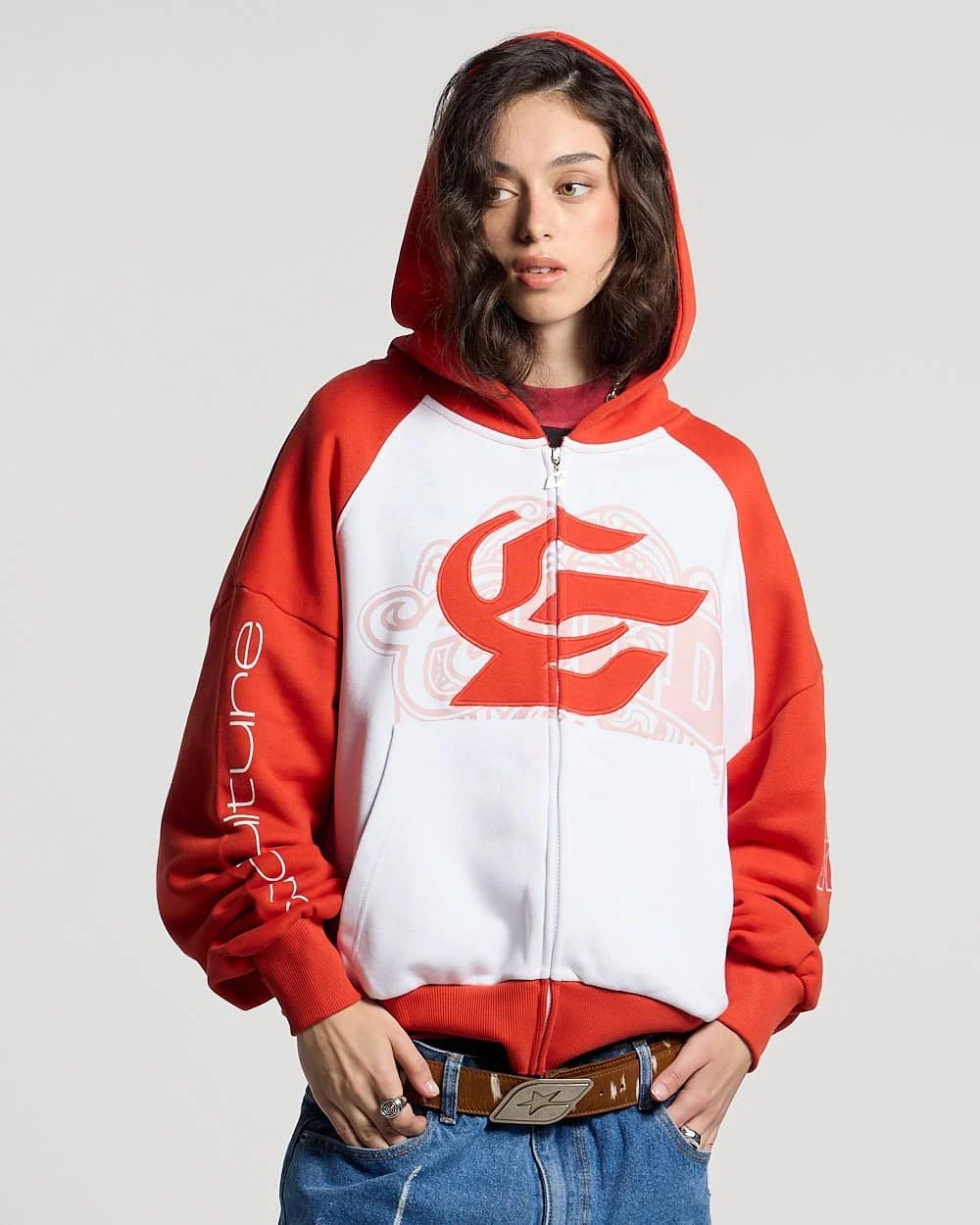PRESTIGE ZIP HOODIE RED & WHITE 5