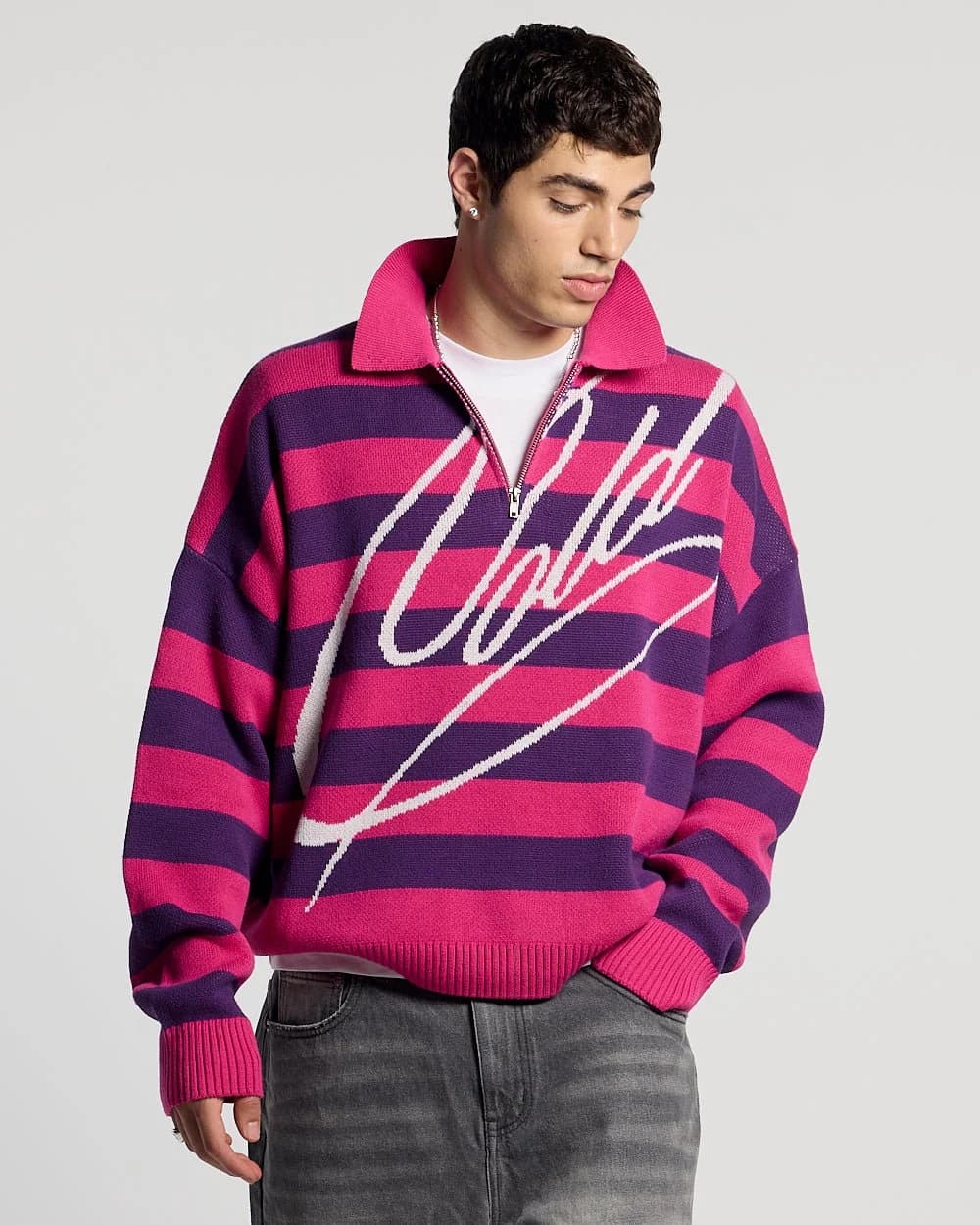 COLD BRICK POLO KNIT PURPLE & PINK 3