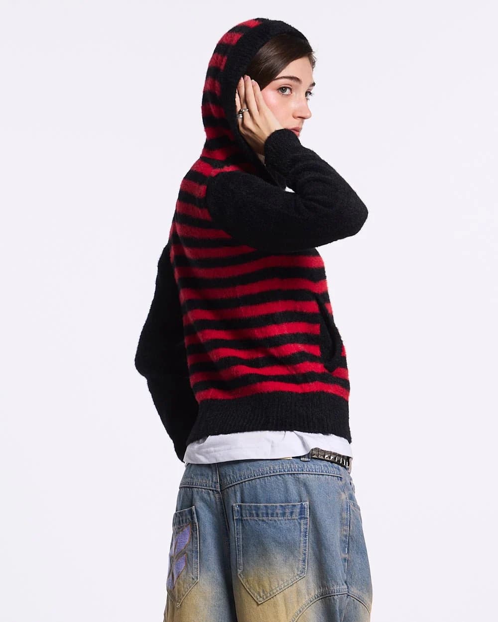 STRIPE ZIP KNIT RED & BLACK 3