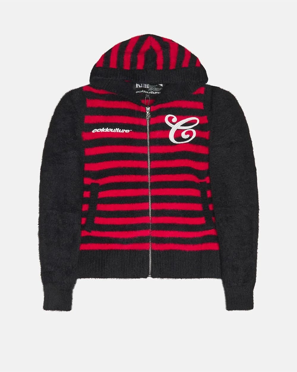 STRIPE ZIP KNIT RED & BLACK 2