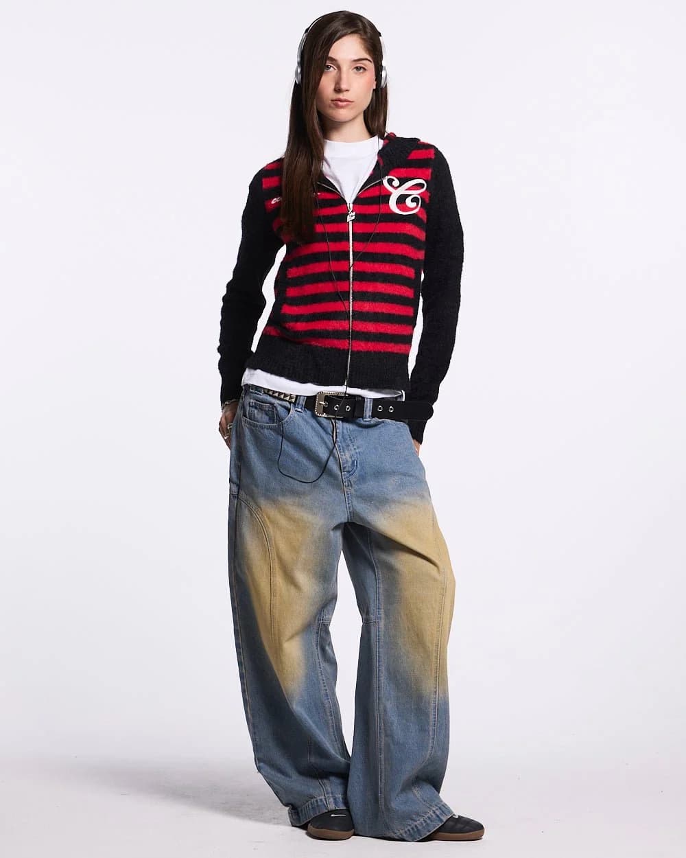STRIPE ZIP KNIT RED & BLACK 5