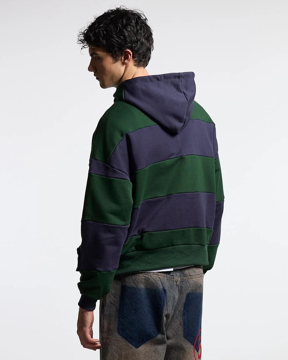 PUZZLE ZIP HOODIE GREEN & NAVY 4