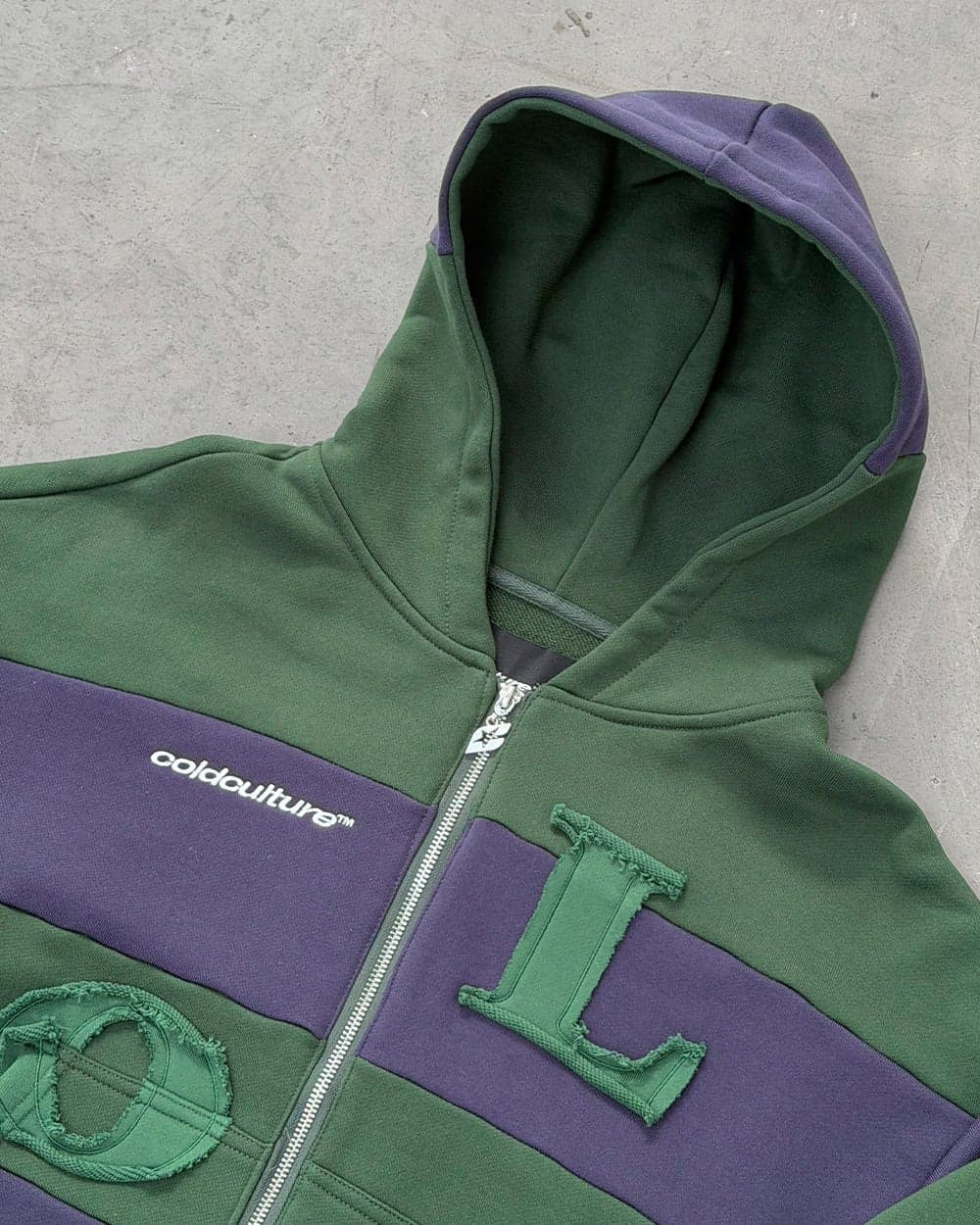 PUZZLE ZIP HOODIE GREEN & NAVY 9