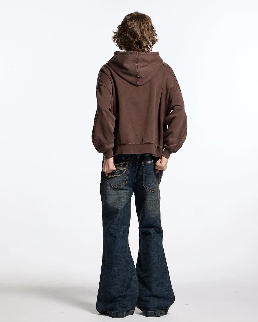 EYELET ZIP HOODIE BROWN 11