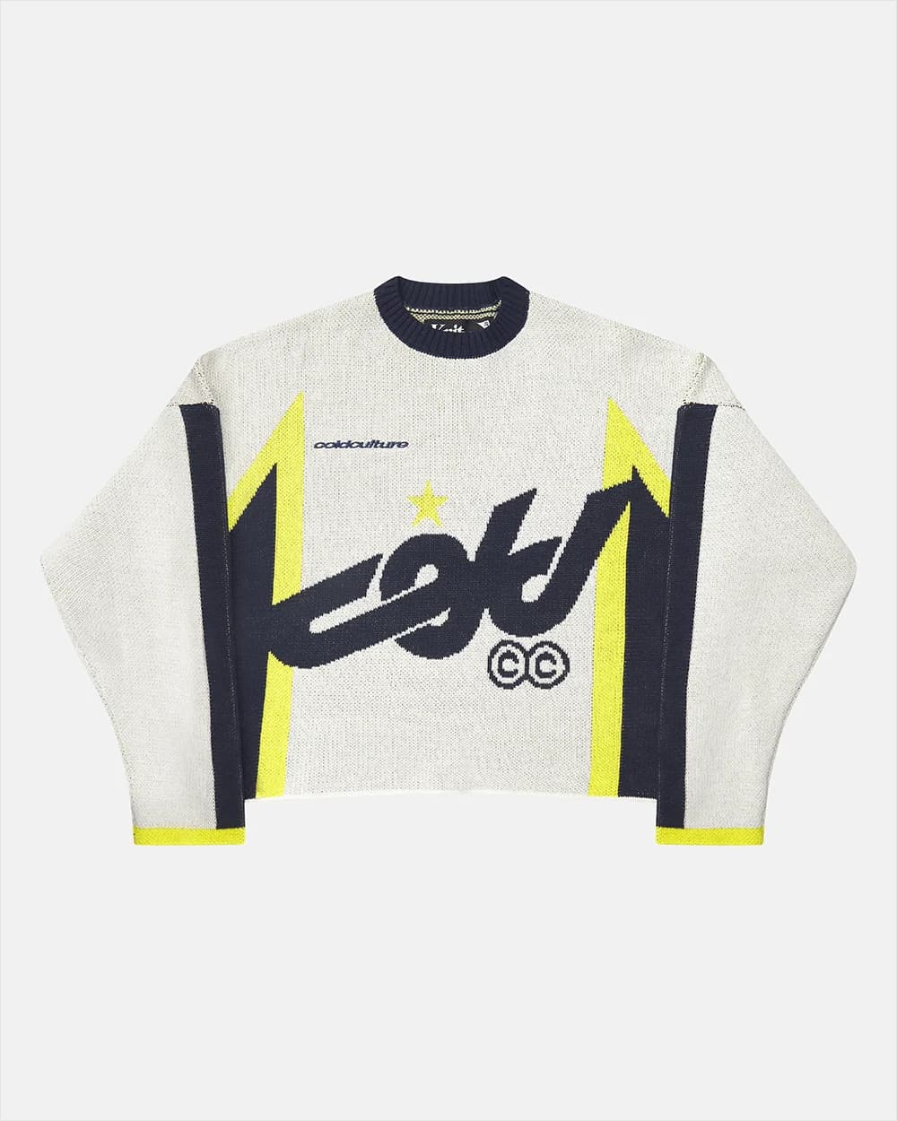 WINNER KNIT BEIGE, DARK BLUE & YELLOW by COLD CULTURE