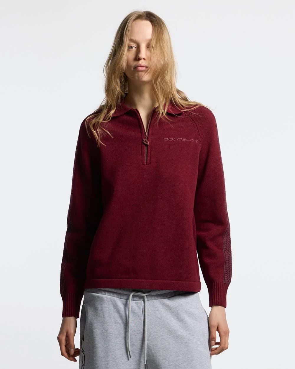 HIGHWAY QUARTER ZIP KNIT BURGUNDY 5